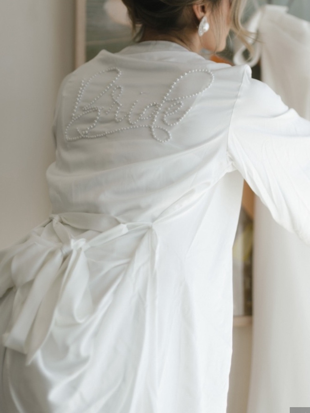 Pearl-Embellished White Bride Robe - Women’s Bridal Robe